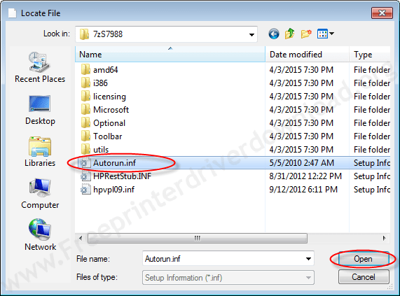 Printer Installation Manually 10 click on autorun.inf file