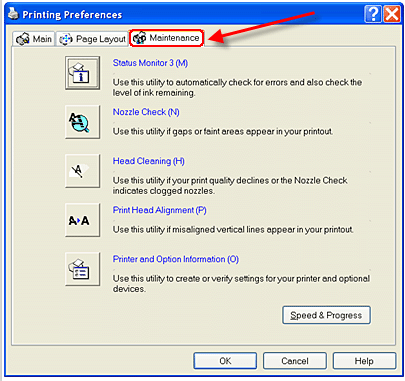 maintenance tab in epson L360