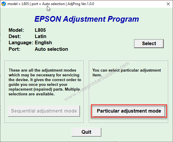 select adjustment mode