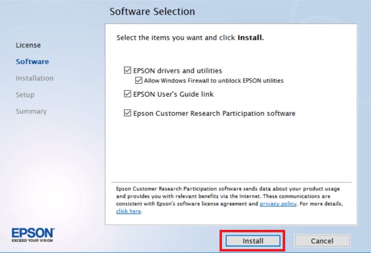 click on install