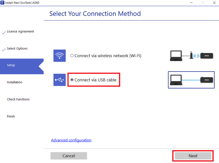 Select connection type