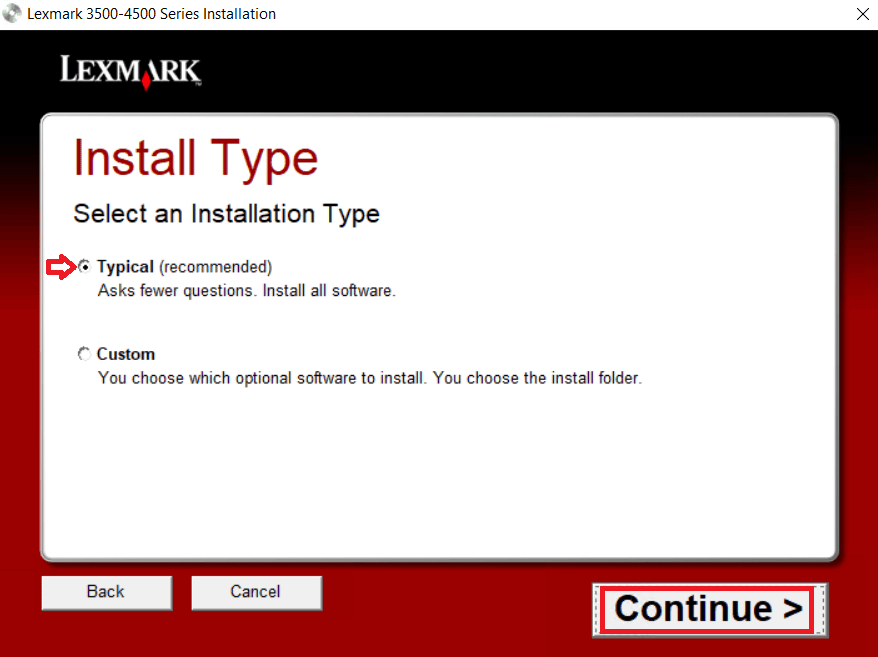 select typical installation type