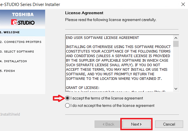 Toshiba e-Studio 2523a / 2523am / 2523ad Driver Download 5 accept license agreement