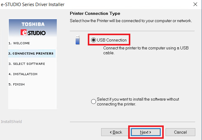 Toshiba e-Studio 2523a / 2523am / 2523ad Driver Download 6 choose USB connection