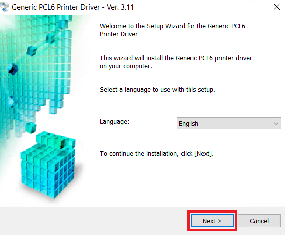 select language then next