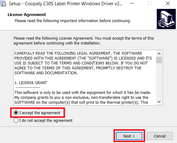 accept the license agreement