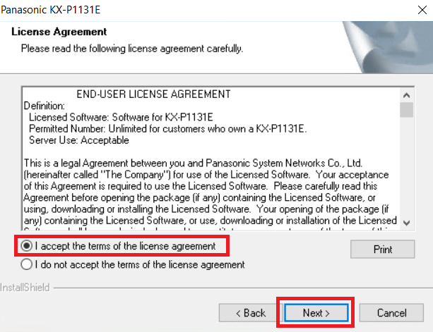 accept the license agreement