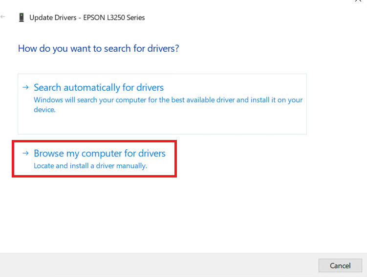 browse your computer for drivers