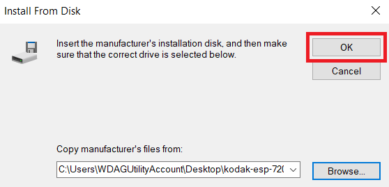 verify path then click ok