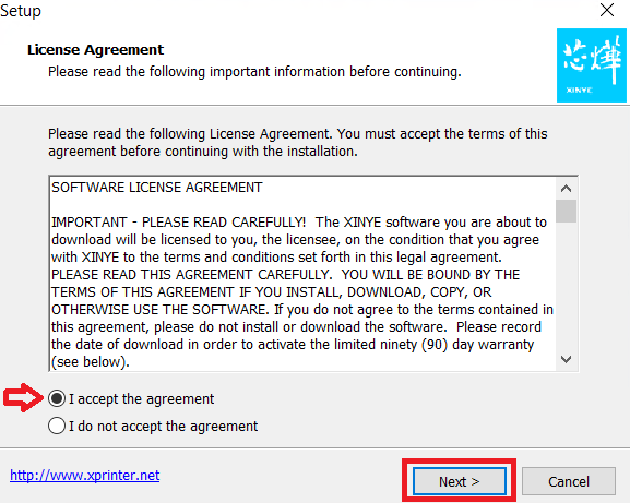 accept license agreement