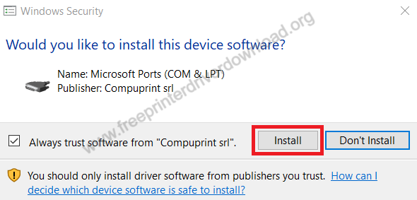 click on install button