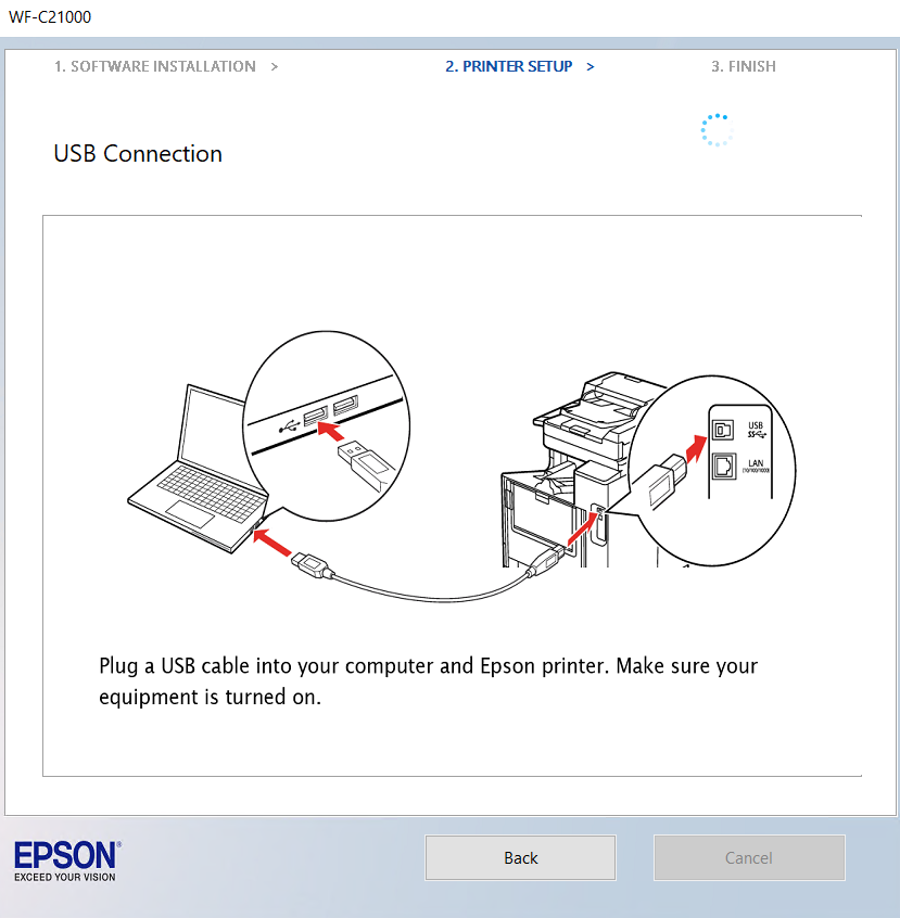 connect Epson WorkForce WF-C21000 printer