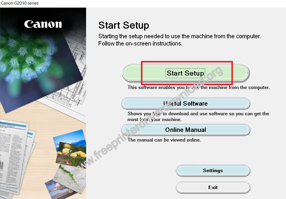 click on the start setup button