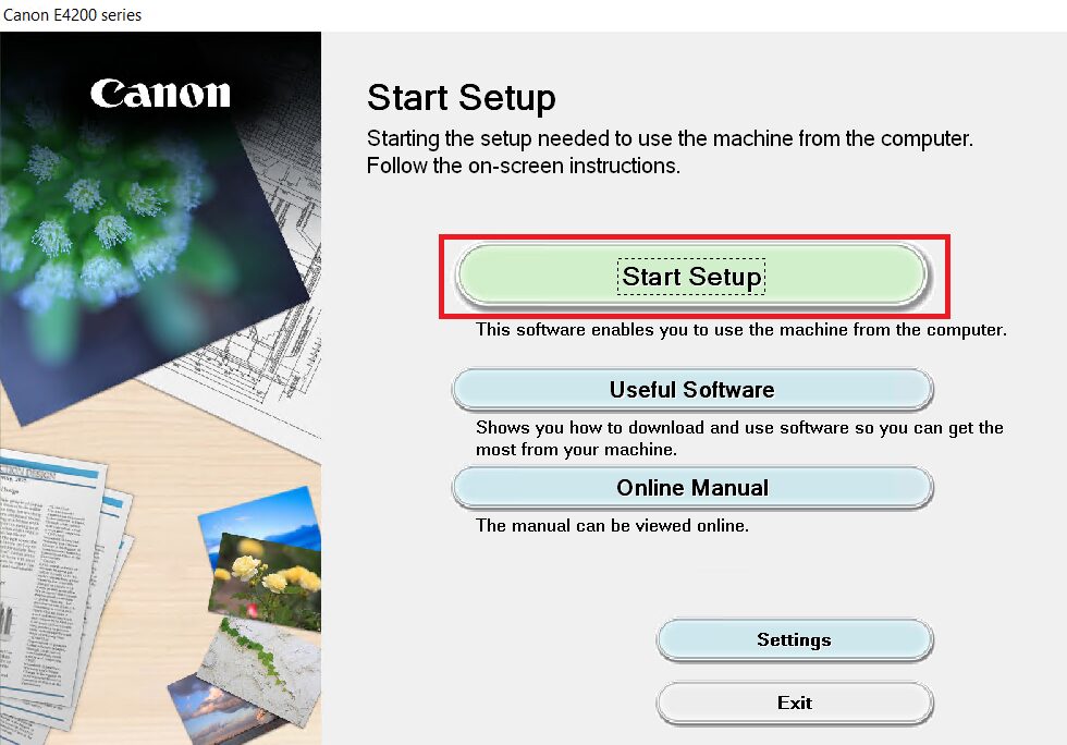 click on start setup button