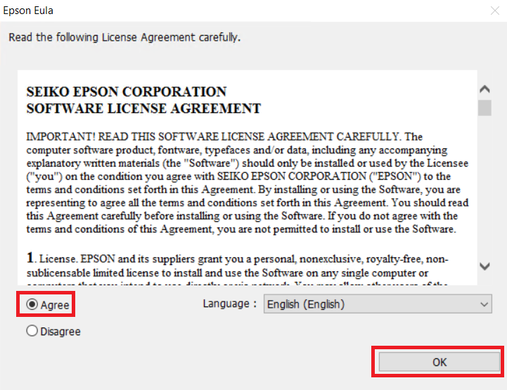 agree with the license agreement