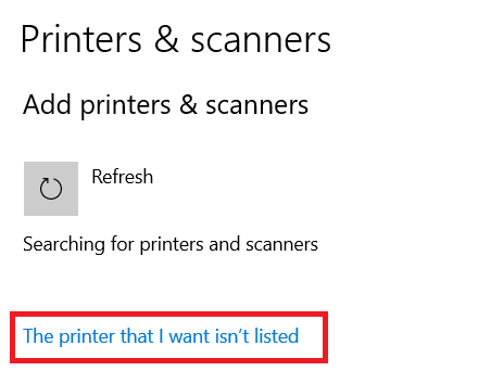 click the printer I want isn't listed