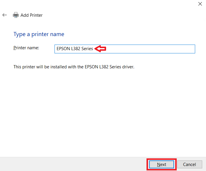 Type your preferred printer name