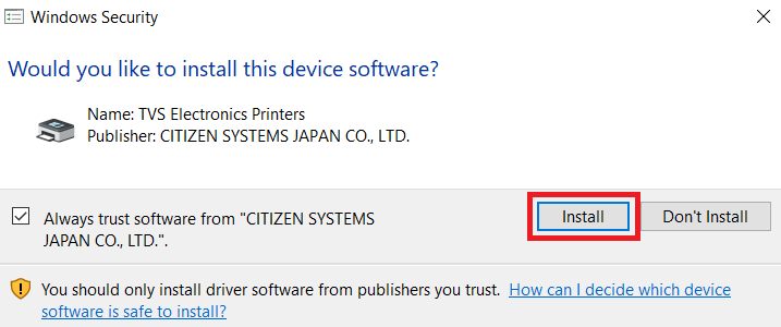 start TVS RP 4200 driver installation