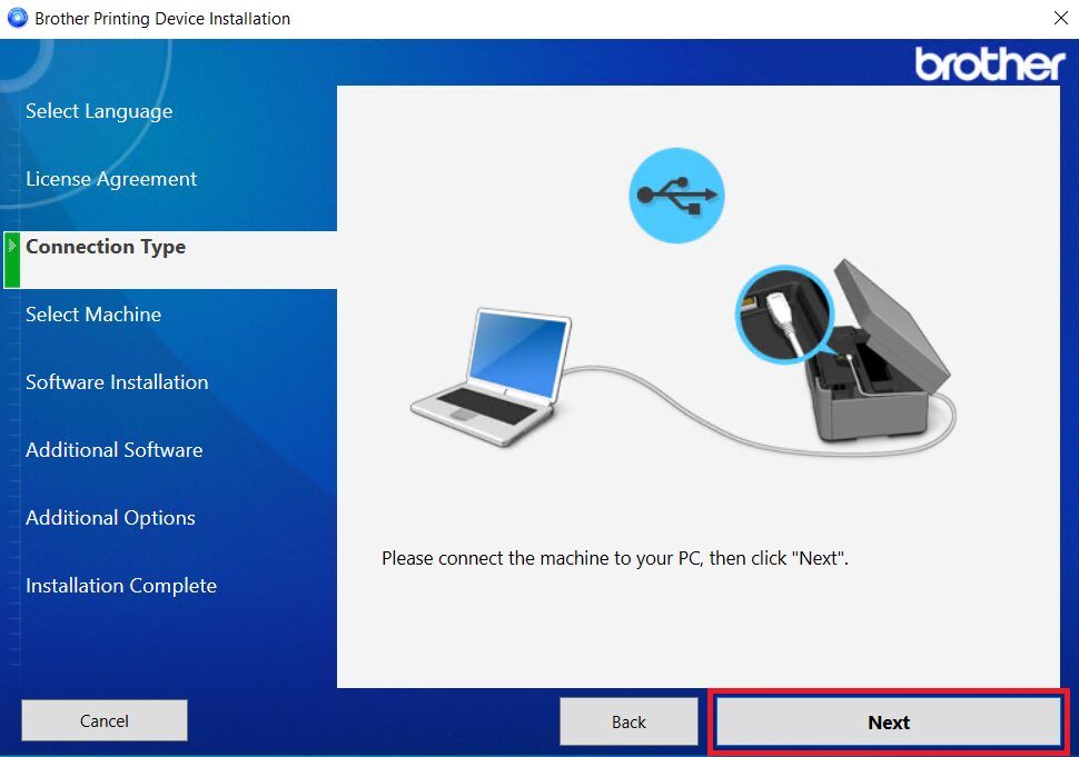 connect Brother MFC-J885DW printer