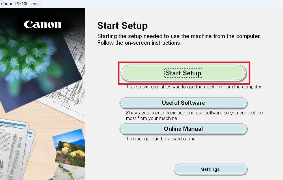 click on start setup