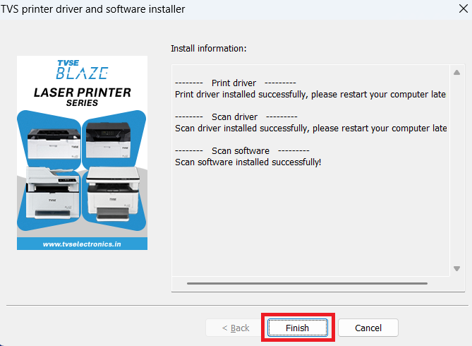 click on finish to close