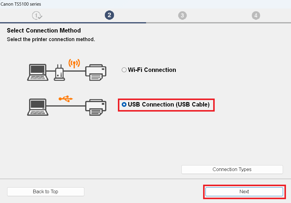 select usb connection option