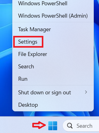 start then select settings
