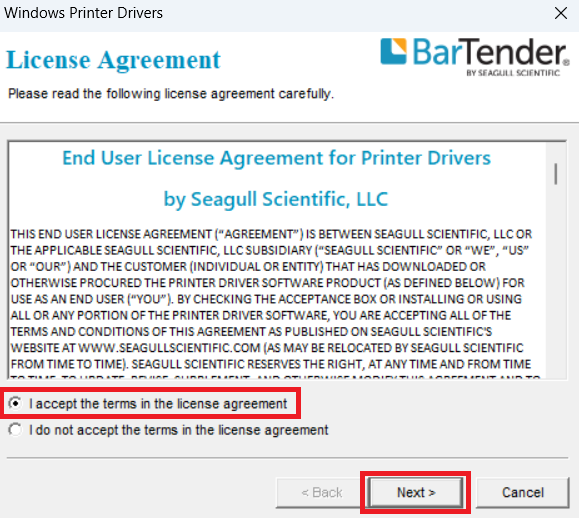 accept the license agreement