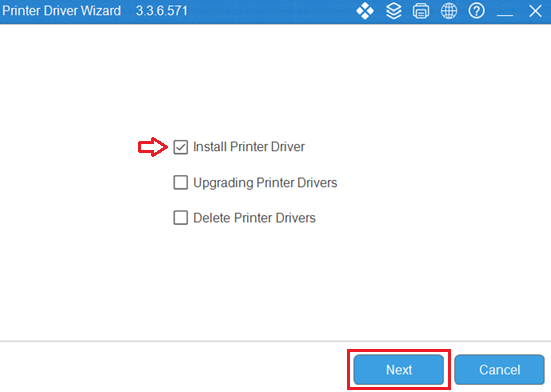 select install printer option