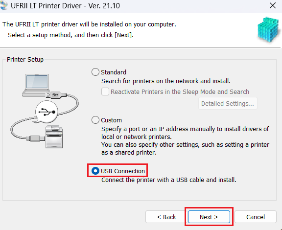 select USB Connection option