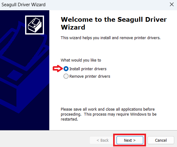 select install printer drivers