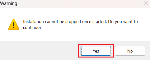 click Yes to proceed