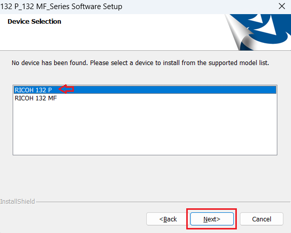 select RICOH 132 P printer