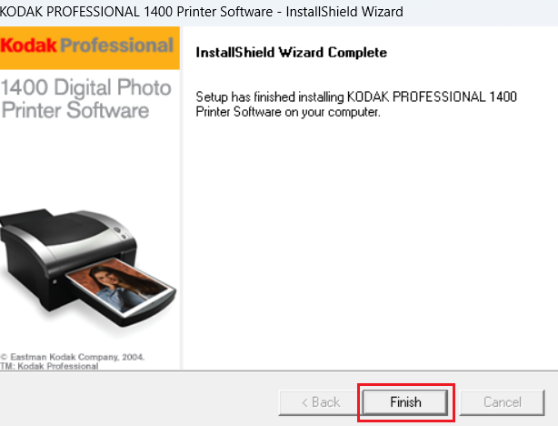 click finish to close