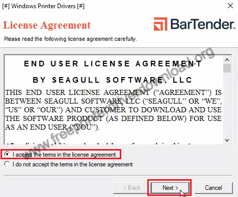 accept the terms of the license agreement