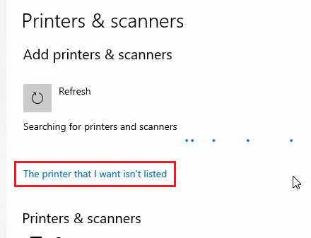 click on The printer that I want isn't listed link