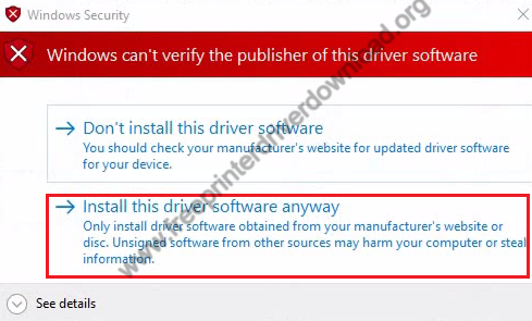 Install this driver software anyway