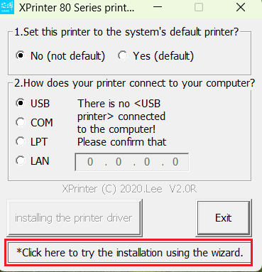 click here to try the installation using the wizard