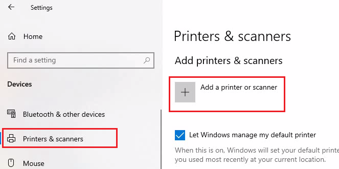 select Printers & scanners option