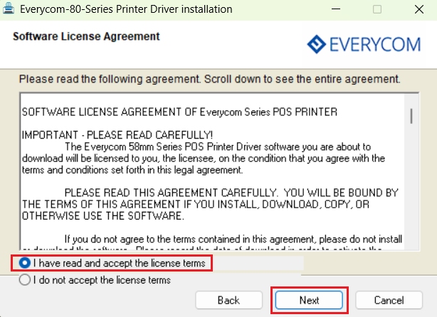 accept the license agreement