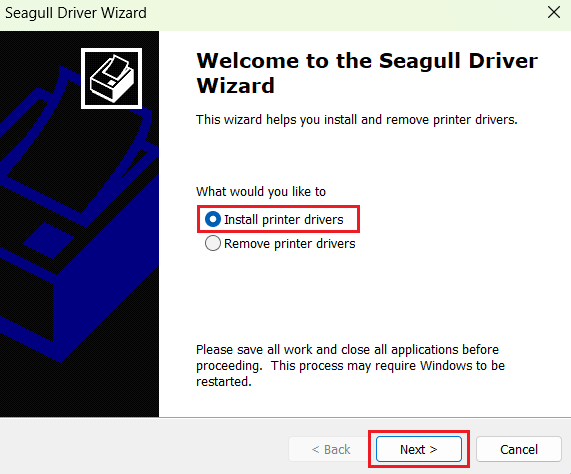 select Install printer drivers