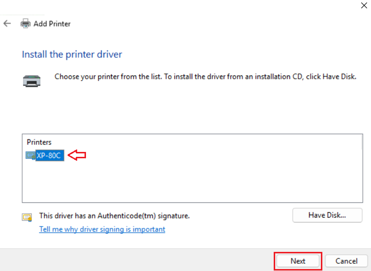 select XP-80C printer