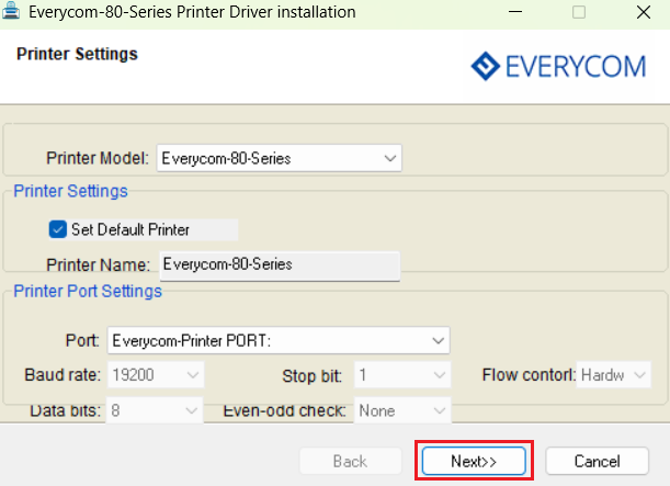 connect Everycom EC 801 printer to USB