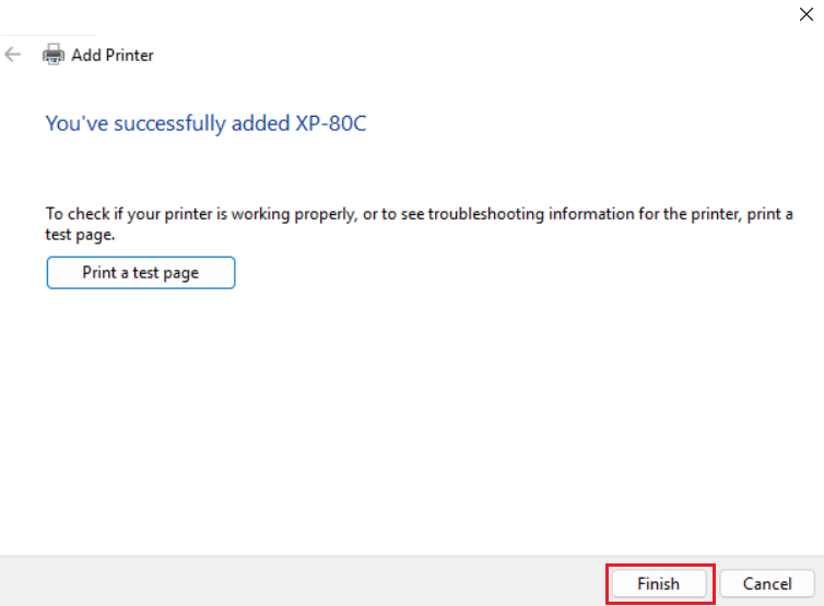 Click on Finish button