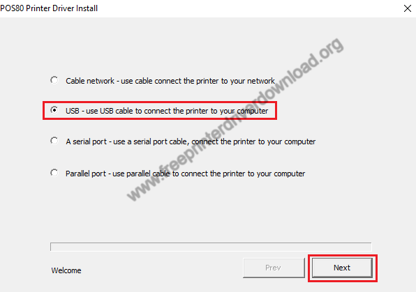 select USB connection option