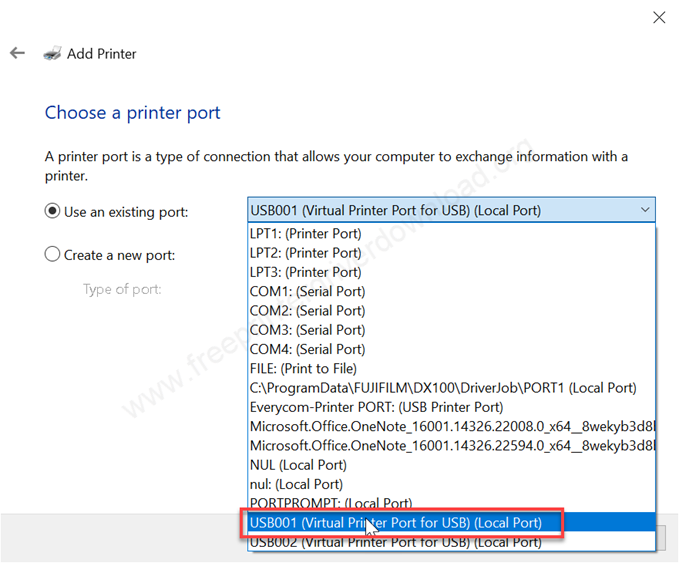 Select port