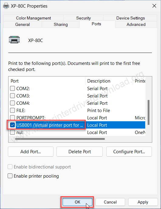 choose port