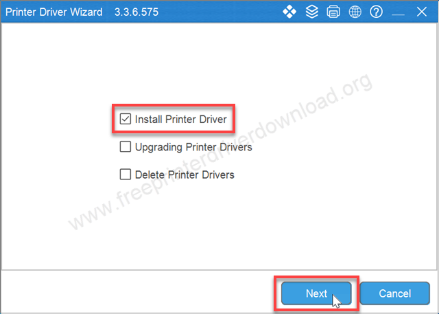 Select printer driver install