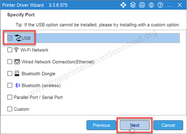Select port