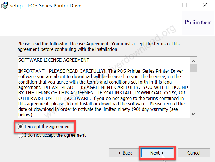 Accept the agreement
